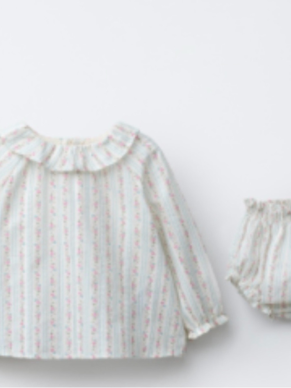 Zara White Top with Pink Floral Stripes